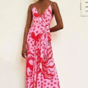 Farm Rio Dress Pink and Red Octopus Print